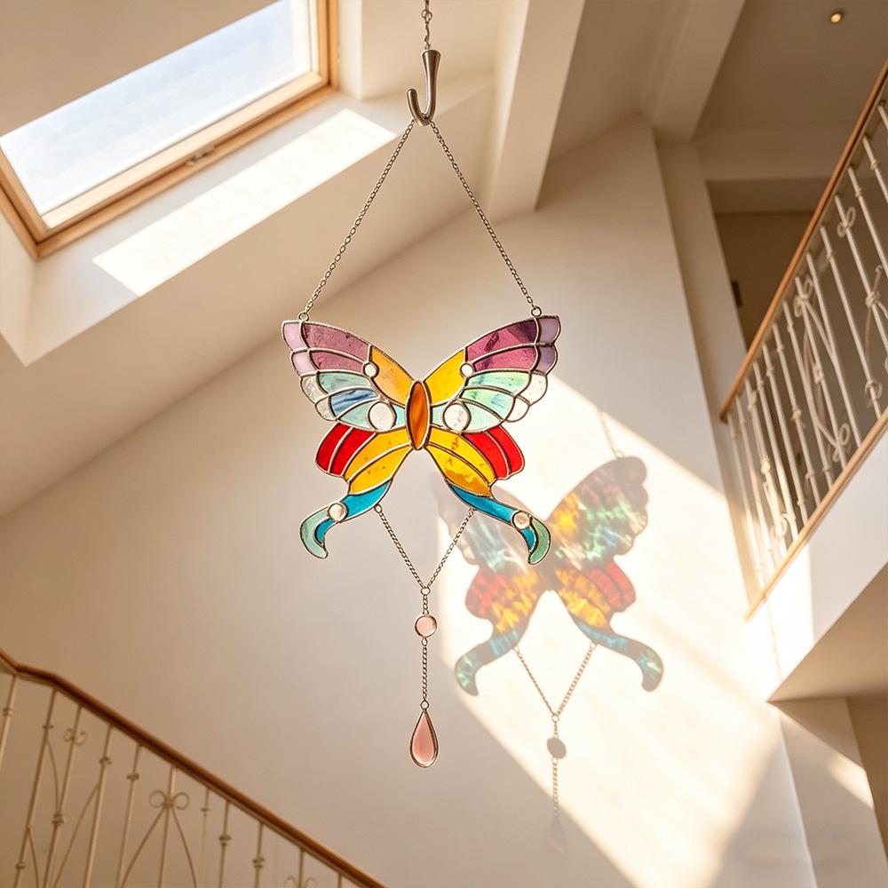 Colorful Butterfly Glass Panel