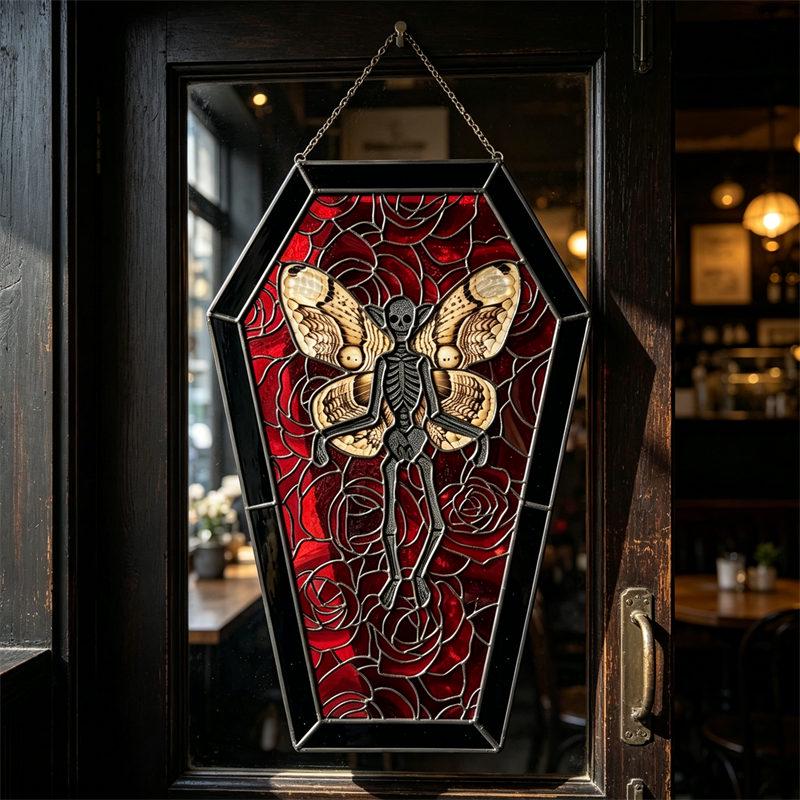 Skeleton Butterfly Coffin Glass Art