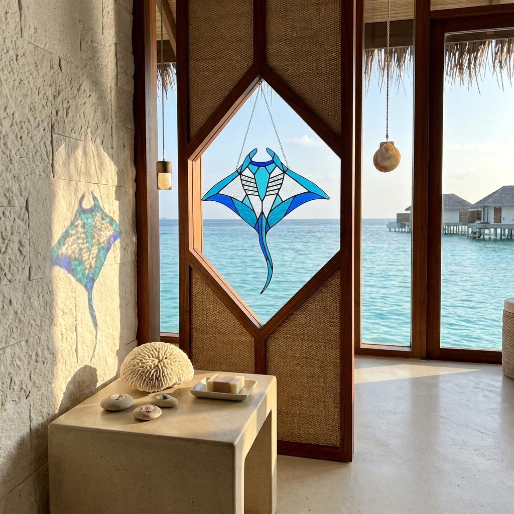 Manta Ray Glass Suncatcher