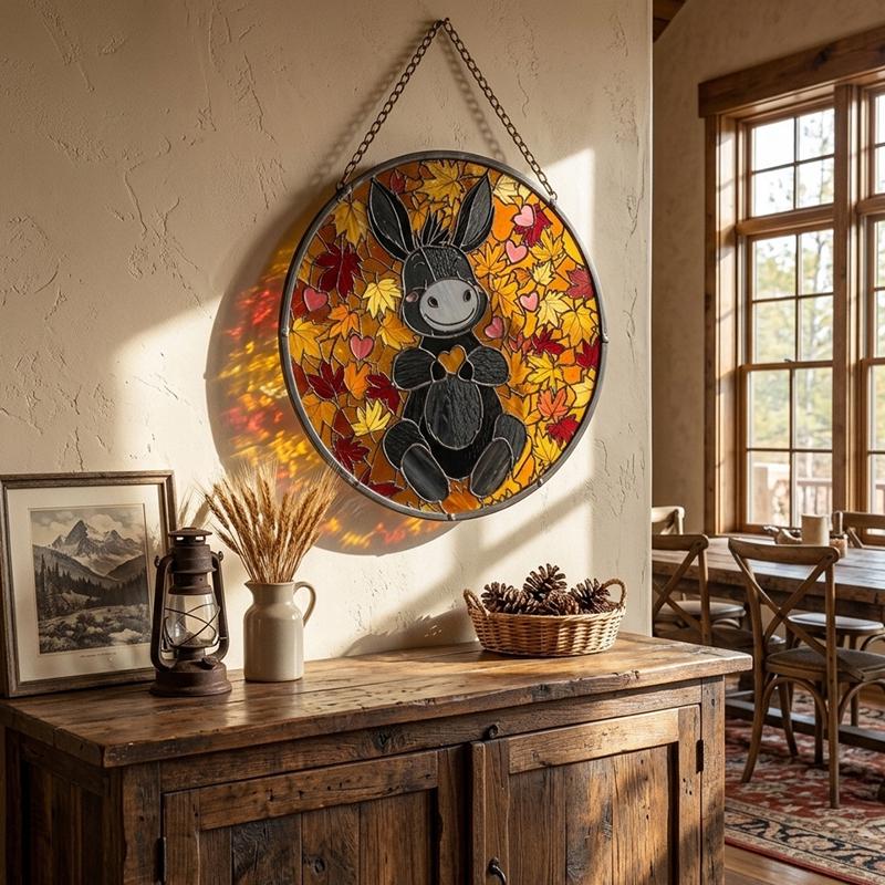 Autumn Donkey Glass Suncatcher