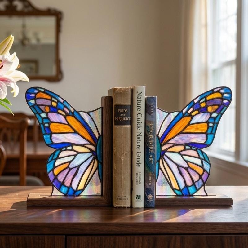 Butterfly Glass Bookends