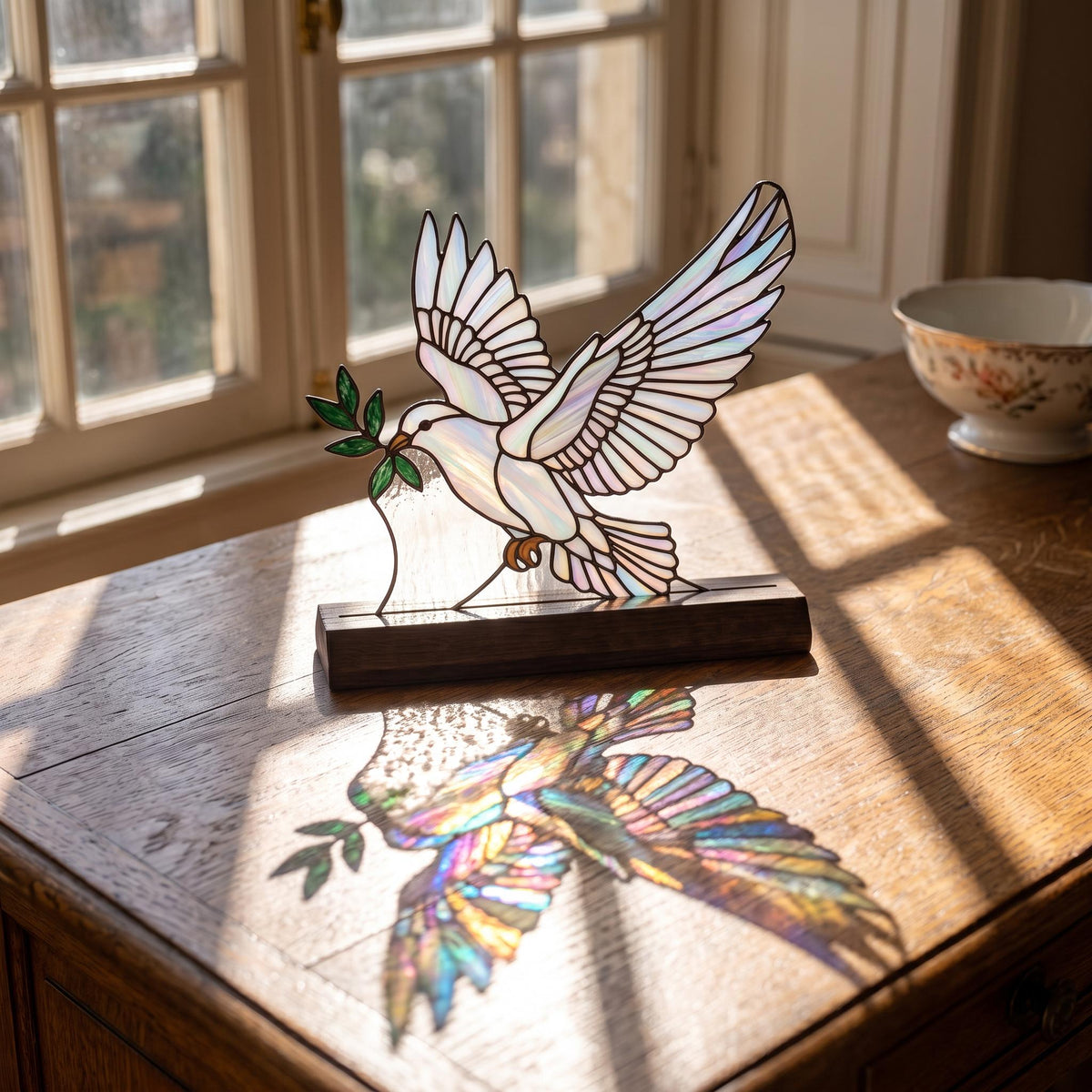 Peace Dove Glass Decor