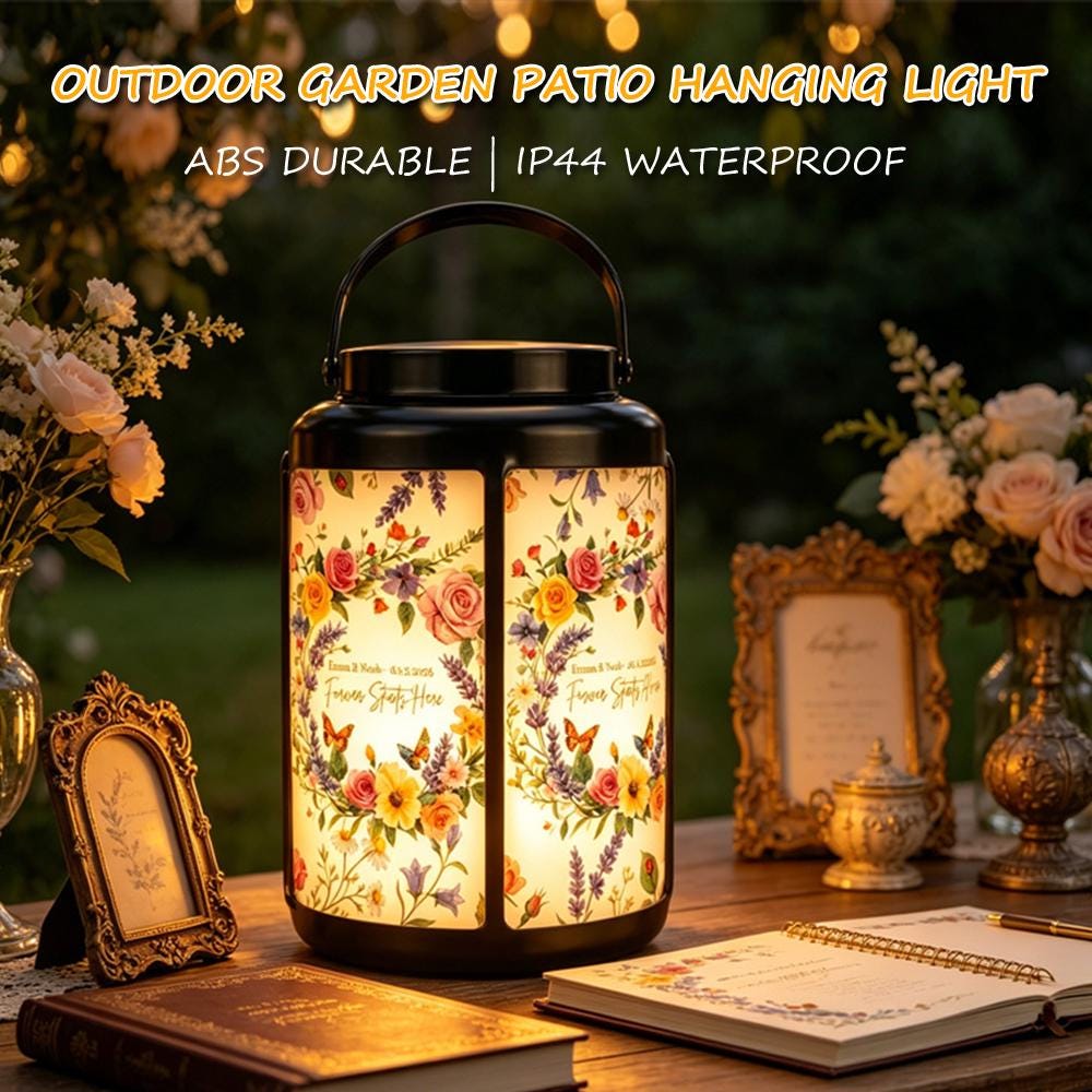 Custom Floral Wedding Solar Lantern