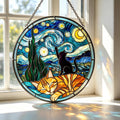 Starry Night Cats Glass Art
