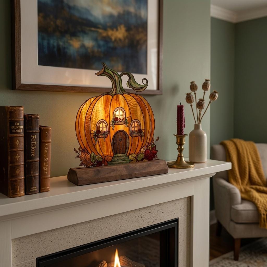 Pumpkin Fairy House Glass Decor