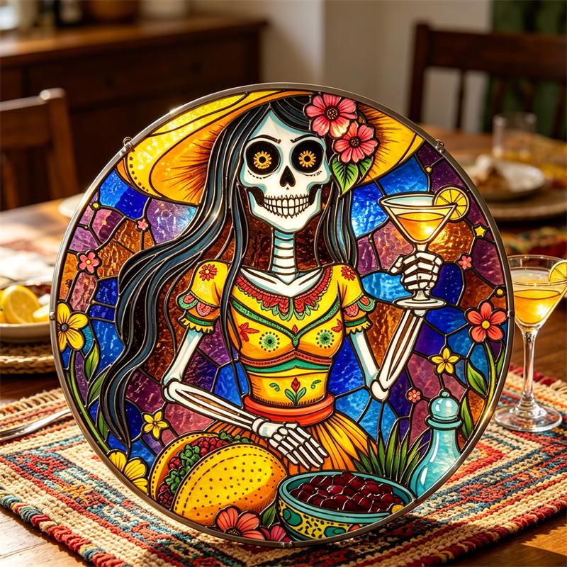 Margarita Sugar Skull Glass Art