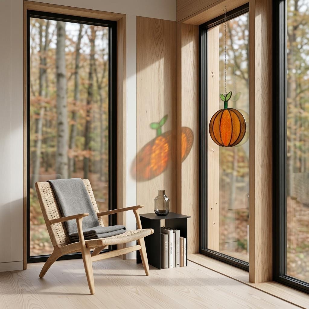 Orange Harvest Pumpkin Glass Suncatcher