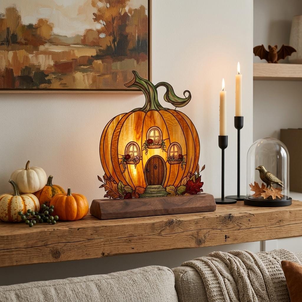 Pumpkin Fairy House Glass Decor