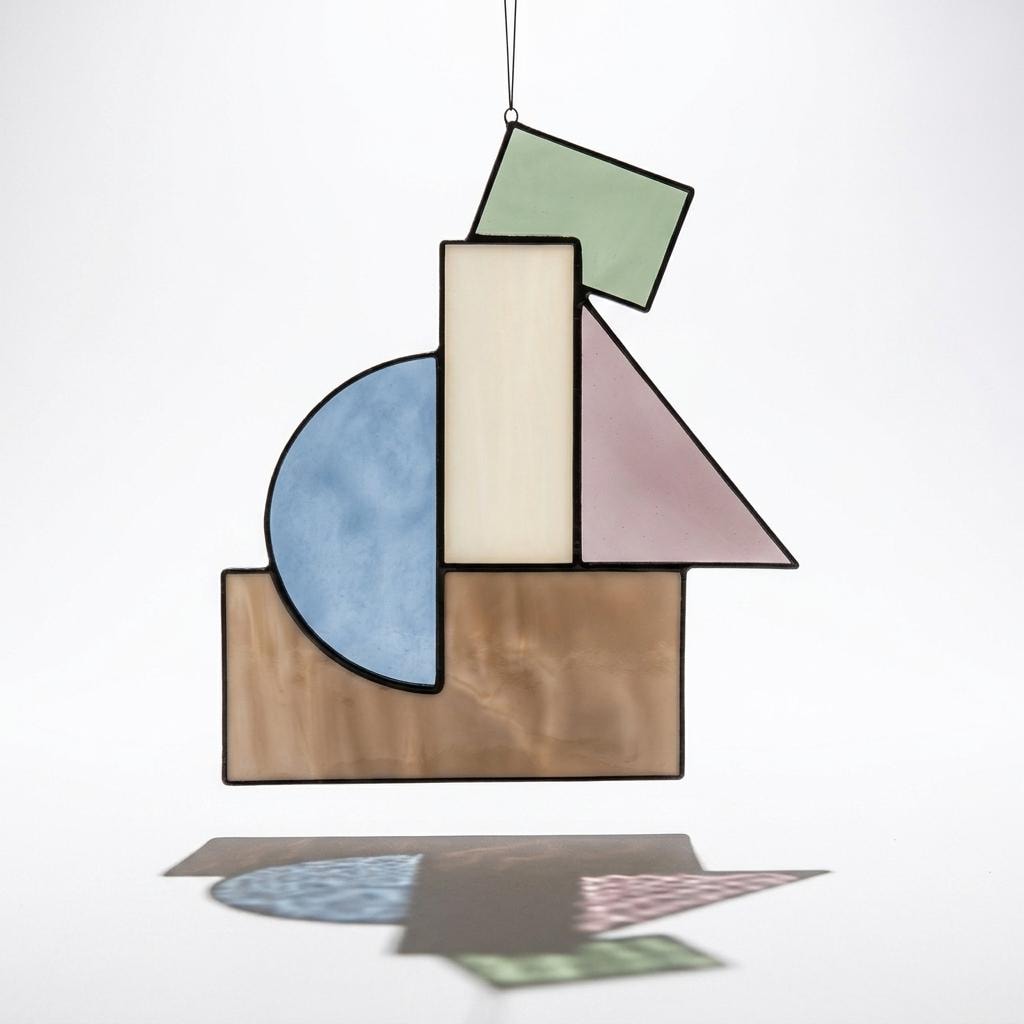 Sage and Mauve Geometric Glass Suncatcher
