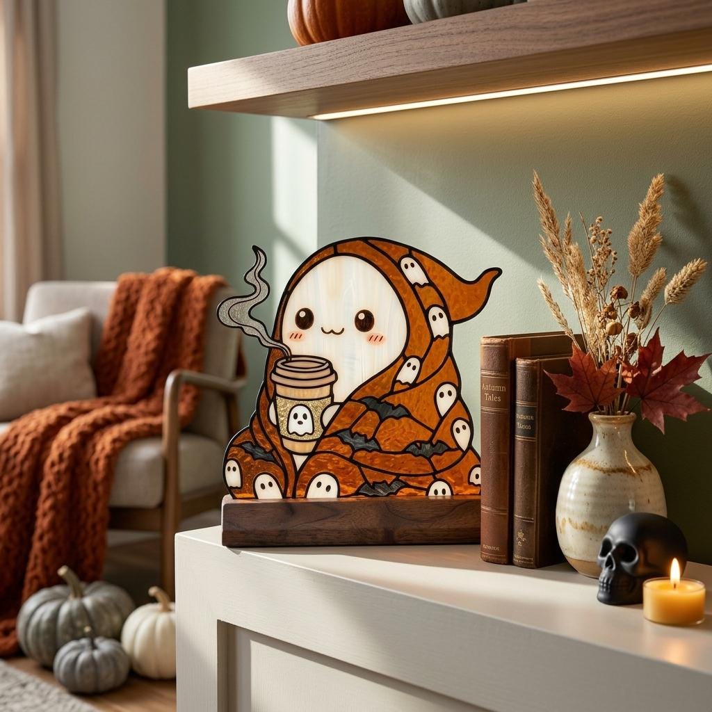 Coffee Ghost Glass Decor