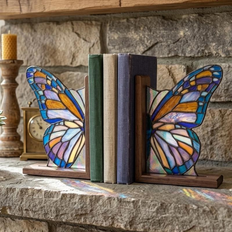 Butterfly Glass Bookends