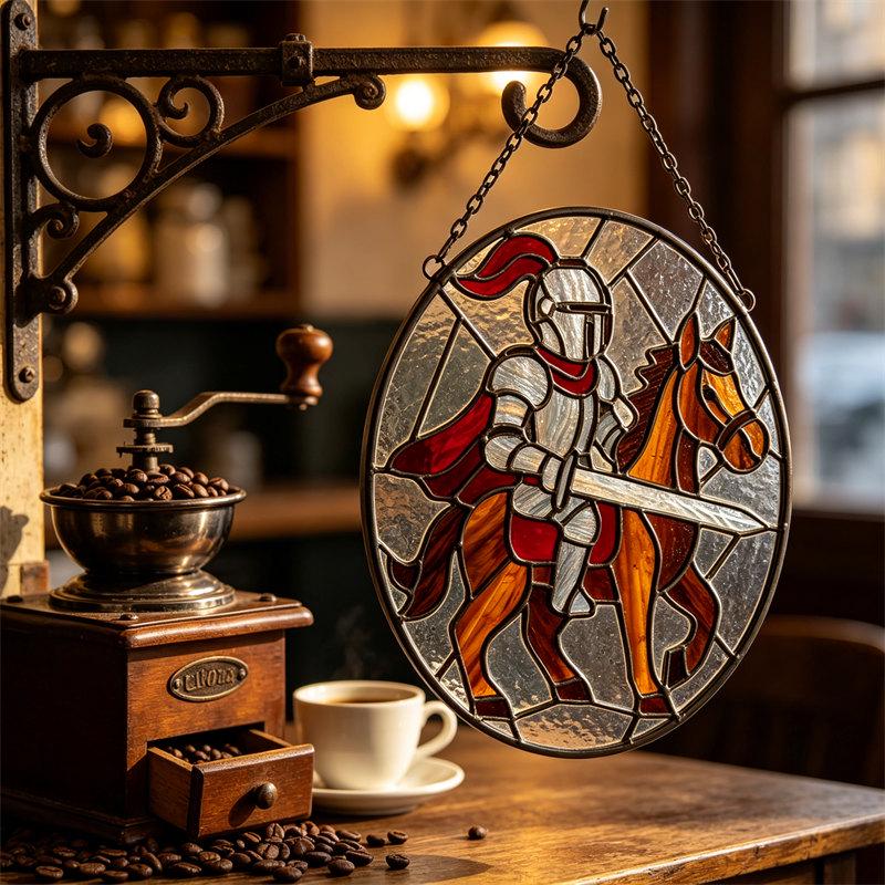 Knight on Horse Glass Wall Hanging