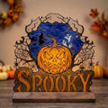 Witch and Ghost Pumpkin Glass Decor