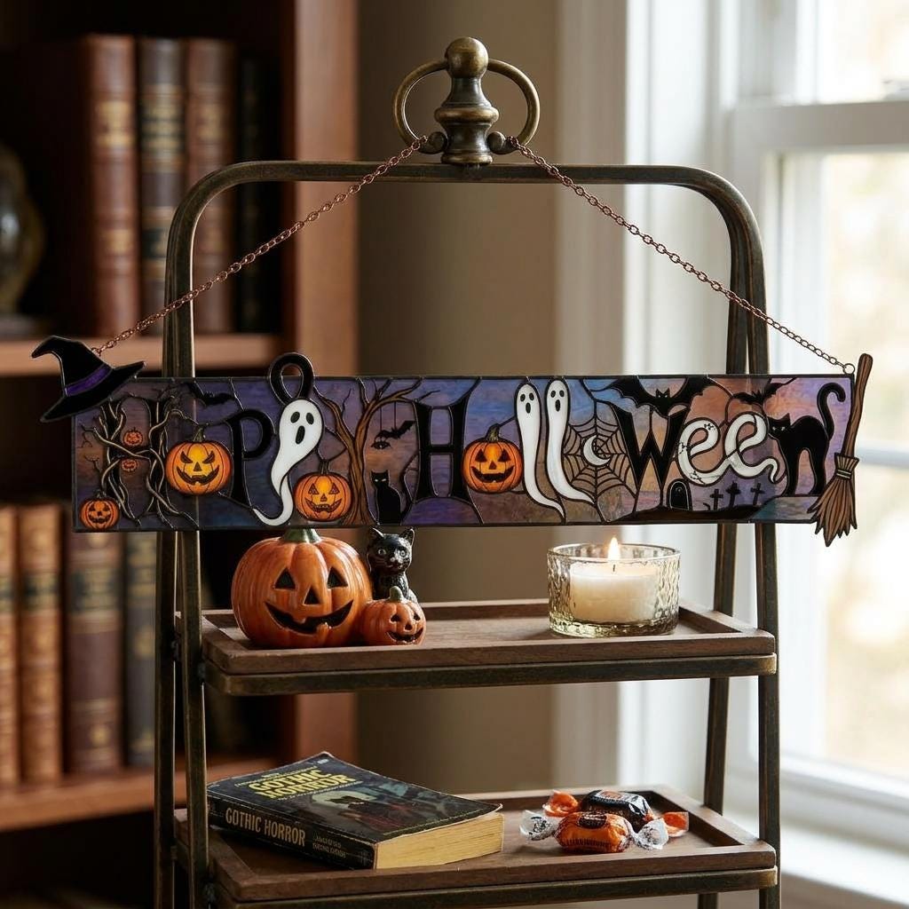 Happy Halloween Glass Suncatcher