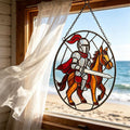 Knight on Horse Glass Wall Hanging