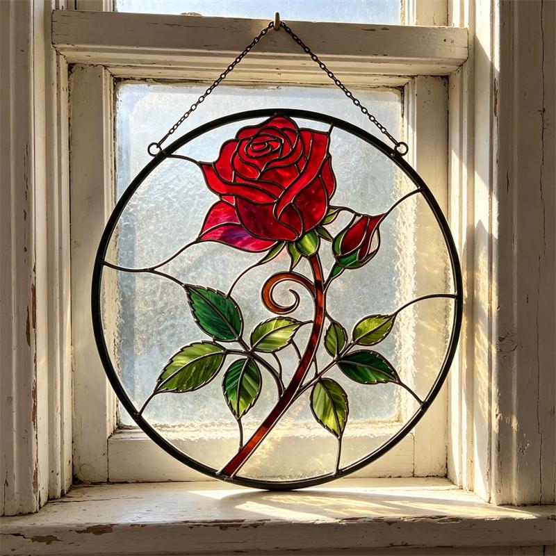 Rose Glass Wall Hanging