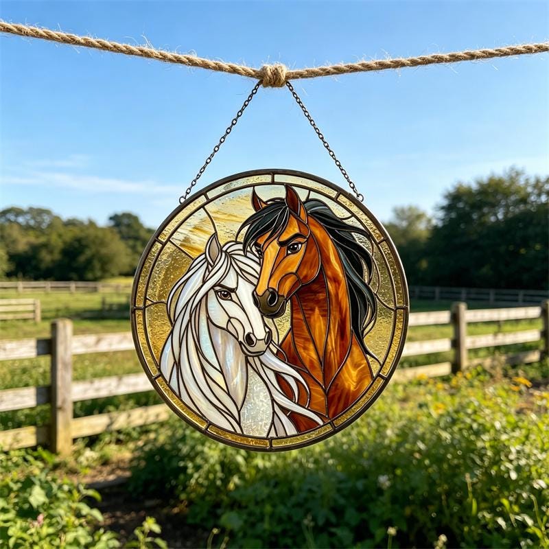 Rustic Horse Glass Suncatcher