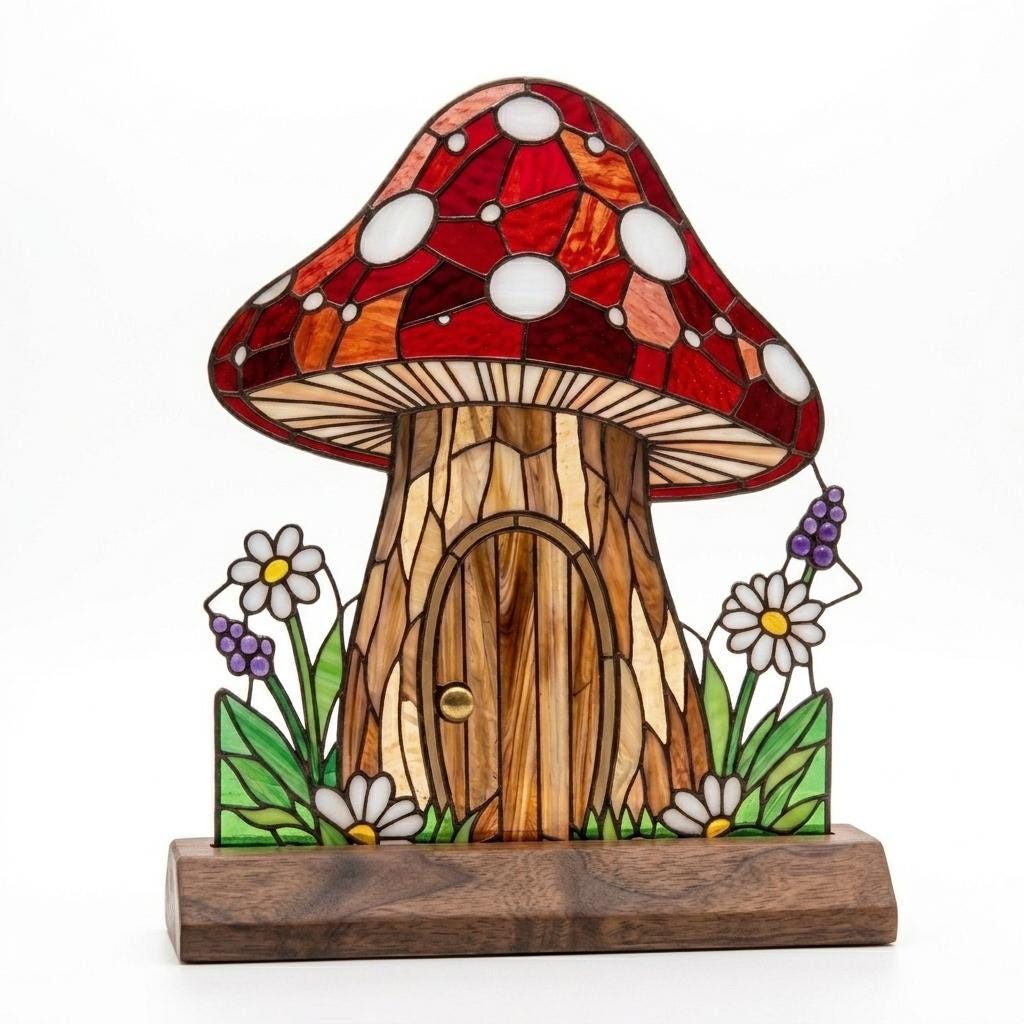 Mushroom Fairy House Glass Decor