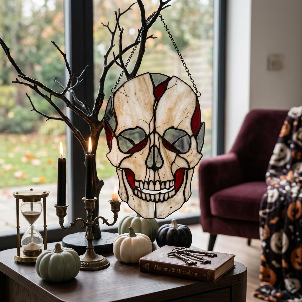 Deconstructed Skull Glass Suncatcher