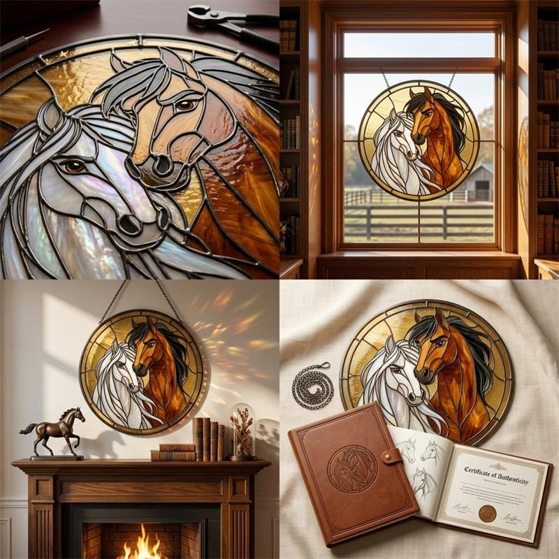 Rustic Horse Glass Suncatcher