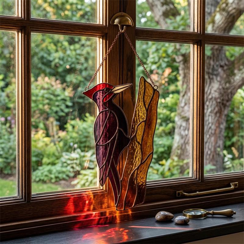 Woodpecker Glass Suncatcher