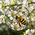 Floral Bee Glass Suncatcher