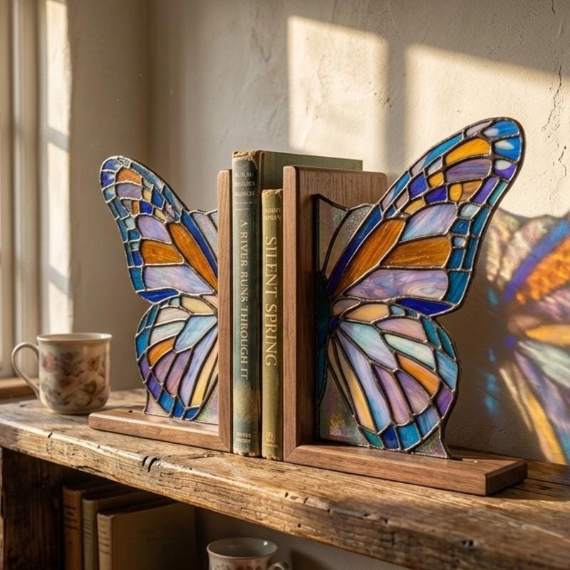 Butterfly Glass Bookends