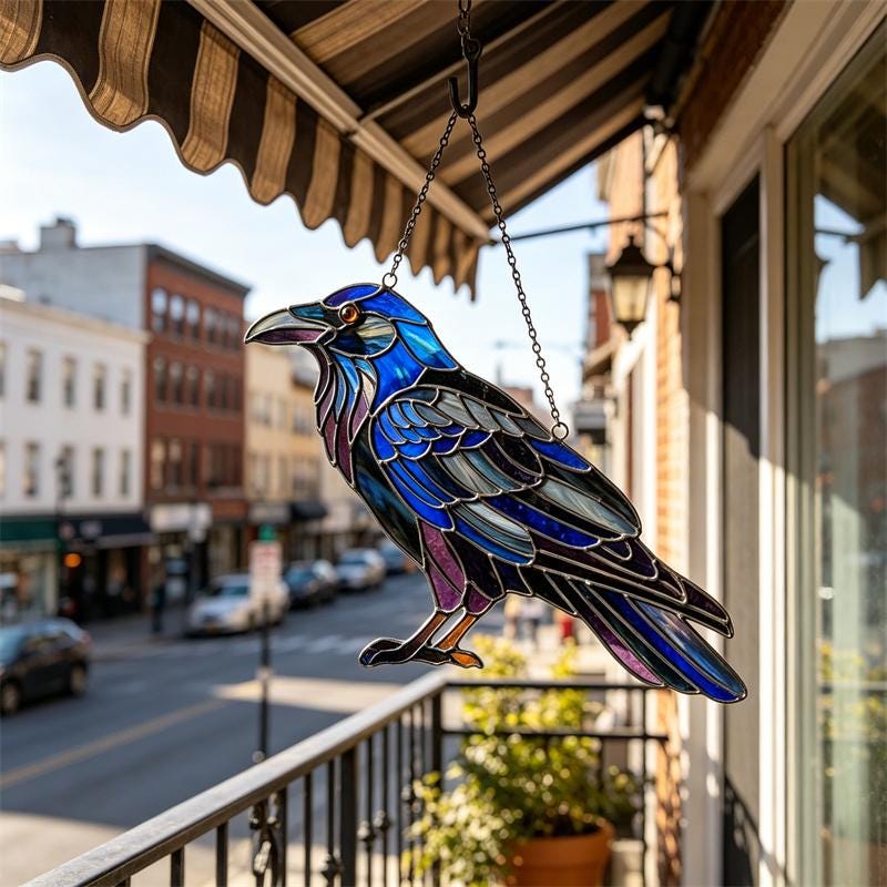 Raven Glass Suncatcher