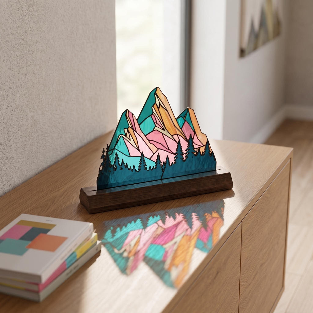 Pink Mountain Glass Decor