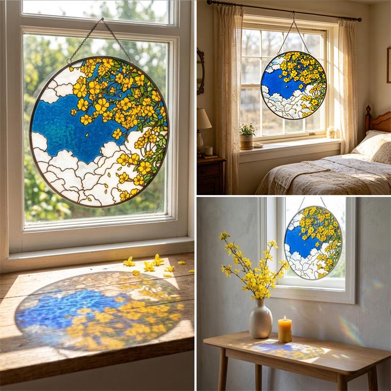 Yellow Flower Sky Glass Suncatcher