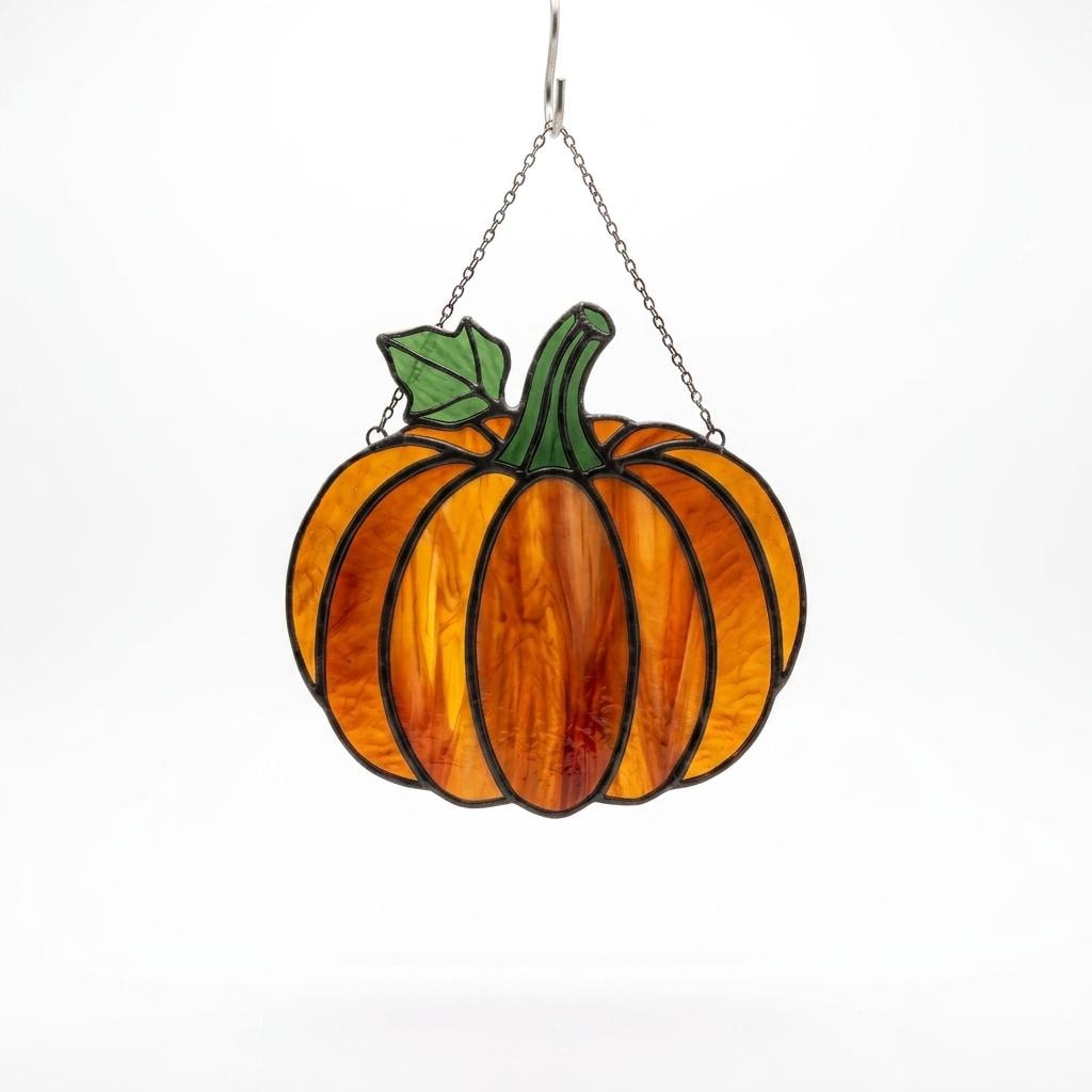 Autumn Harvest Pumpkin Glass Suncatcher