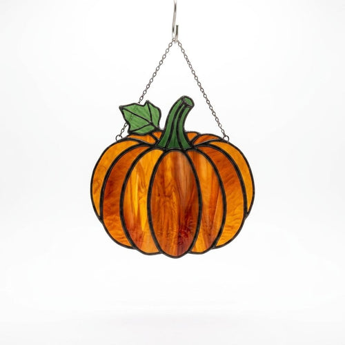 Autumn Harvest Pumpkin Glass Suncatcher