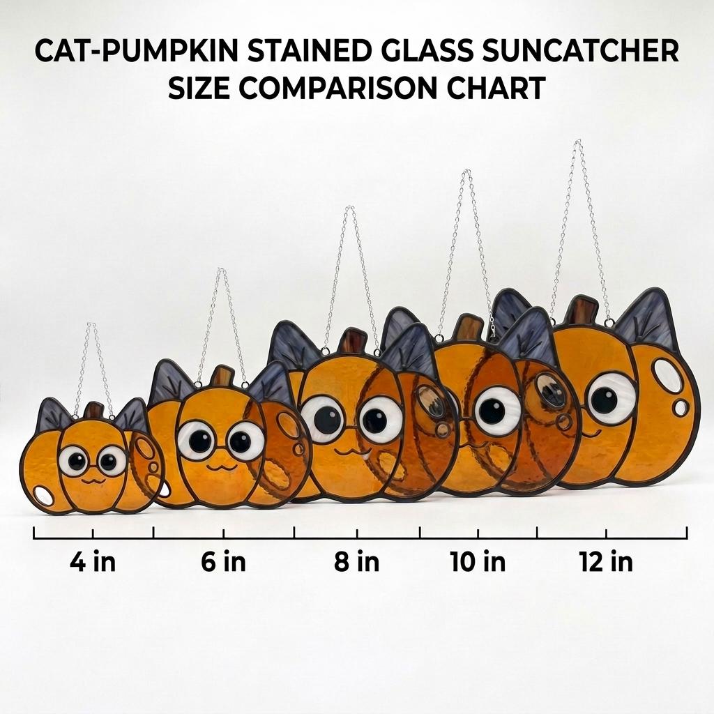 Cat Pumpkin Glass Suncatcher