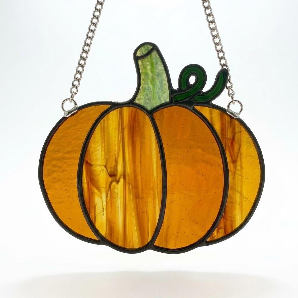Thanksgiving Pumpkin Glass Suncatcher