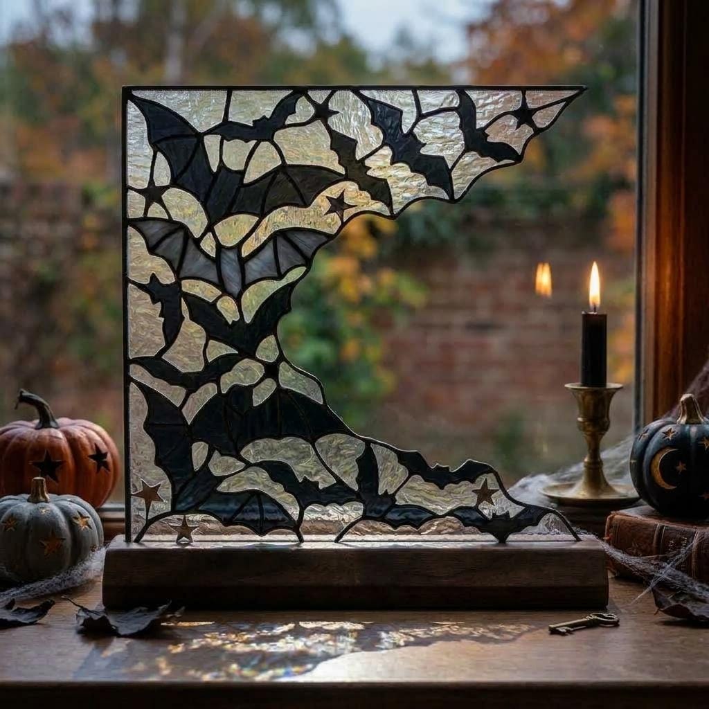 Bat Swarm Glass Decor