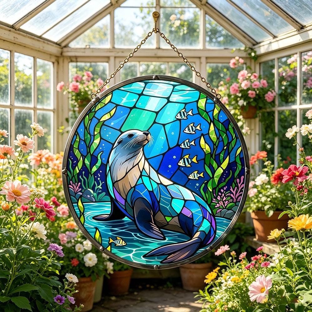Sea Otter Glass Suncatcher