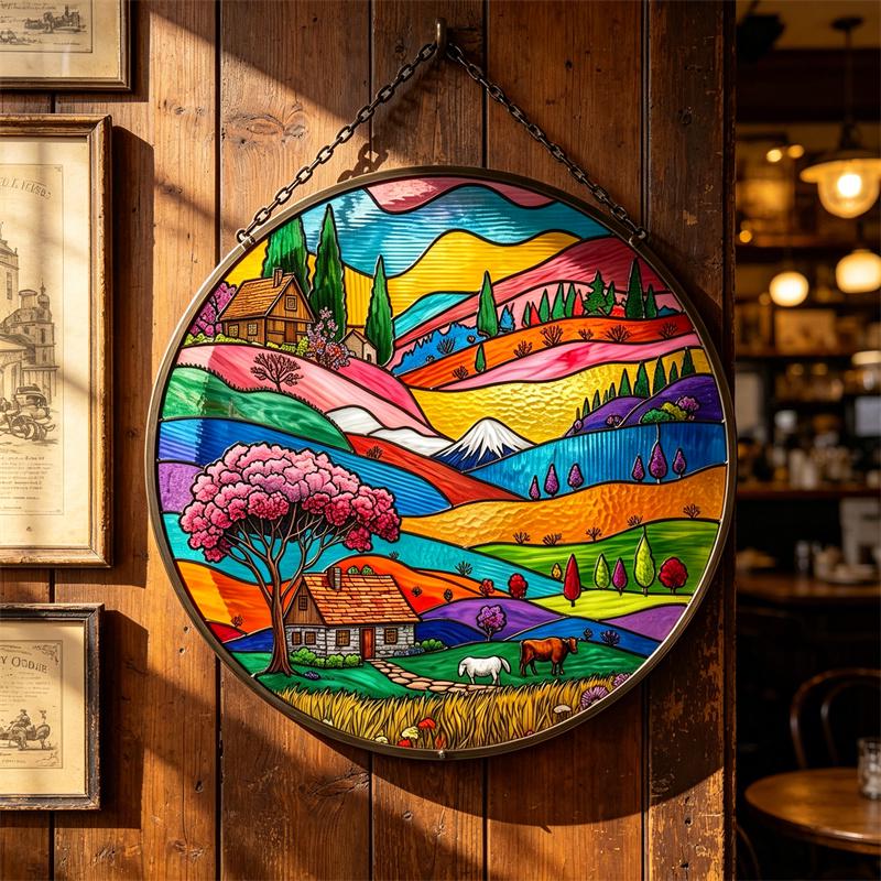 Countryside Landscape Glass Suncatcher