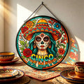Floral Sugar Skull Glass Art
