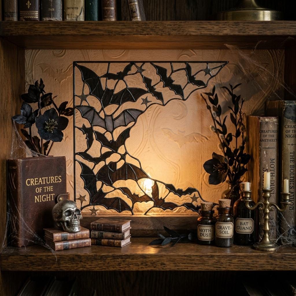 Bat Swarm Glass Decor
