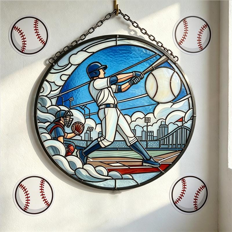Baseball Batter Glass Art