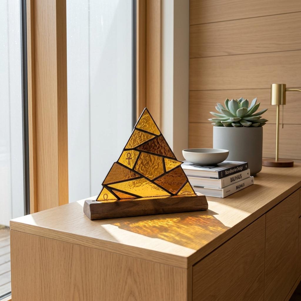 Pyramid and Ankh Glass Decor
