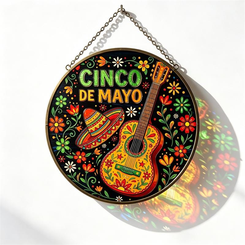 Guitar and Sombrero Glass Art