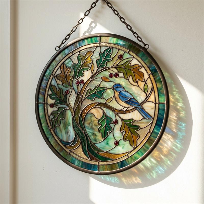 Bluebird Tree Glass Suncatcher