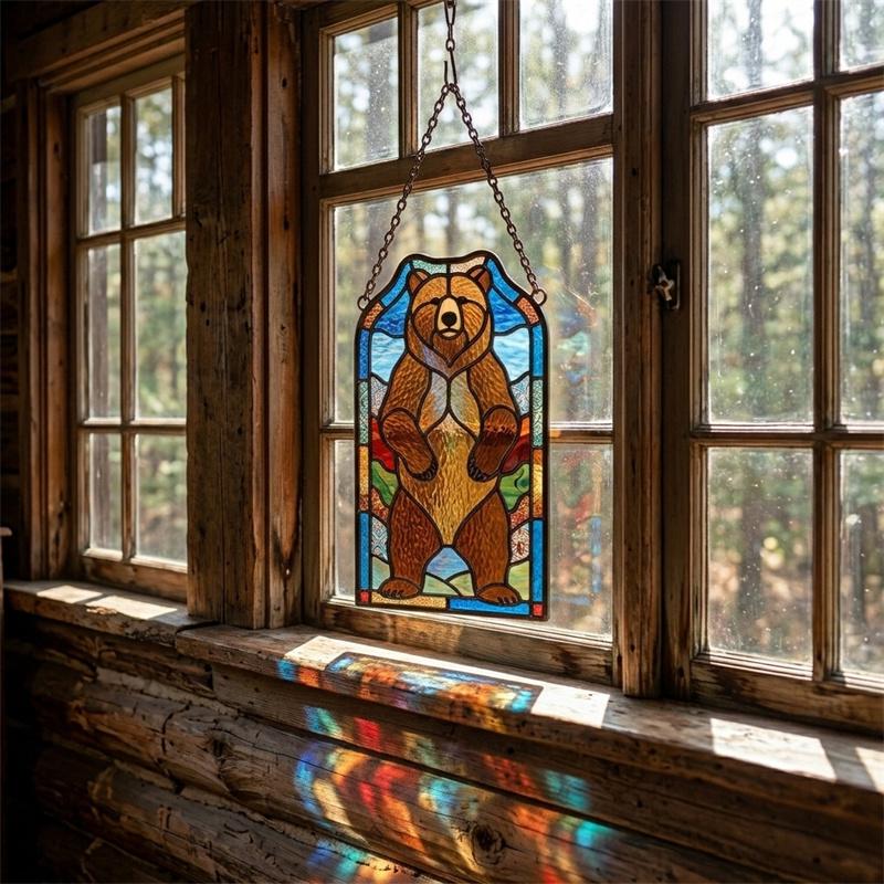 Bear Glass Wall Hanging