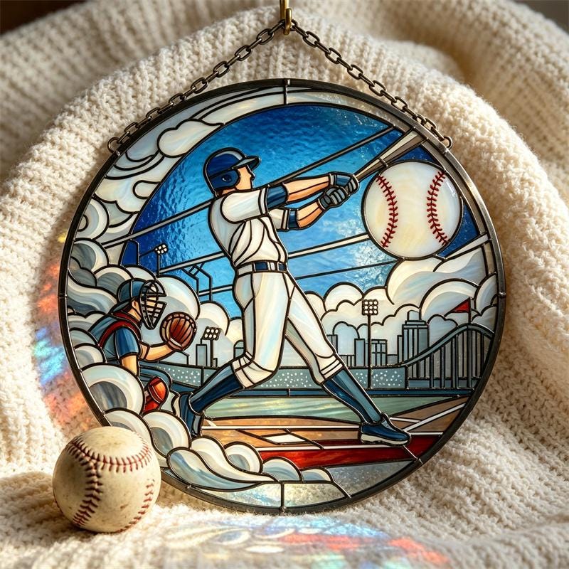 Baseball Batter Glass Art