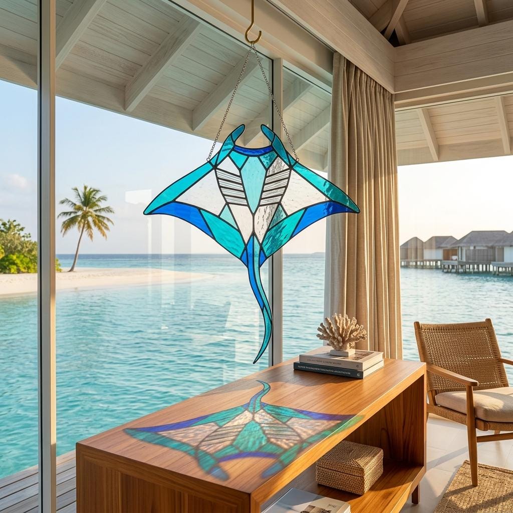 Manta Ray Glass Suncatcher