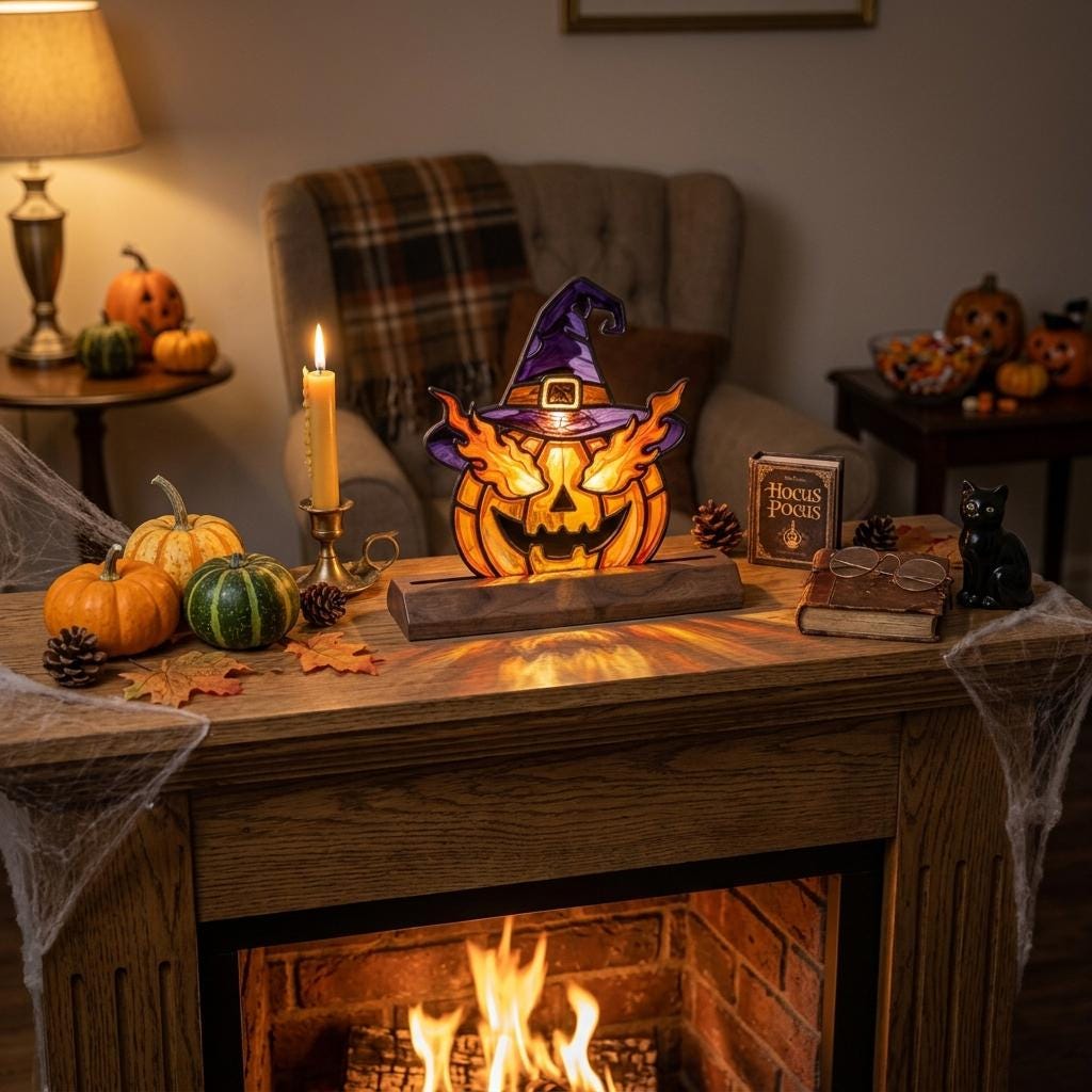 Witch Hat Pumpkin Glass Decor