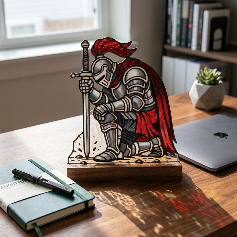 Medieval Knight Glass Art