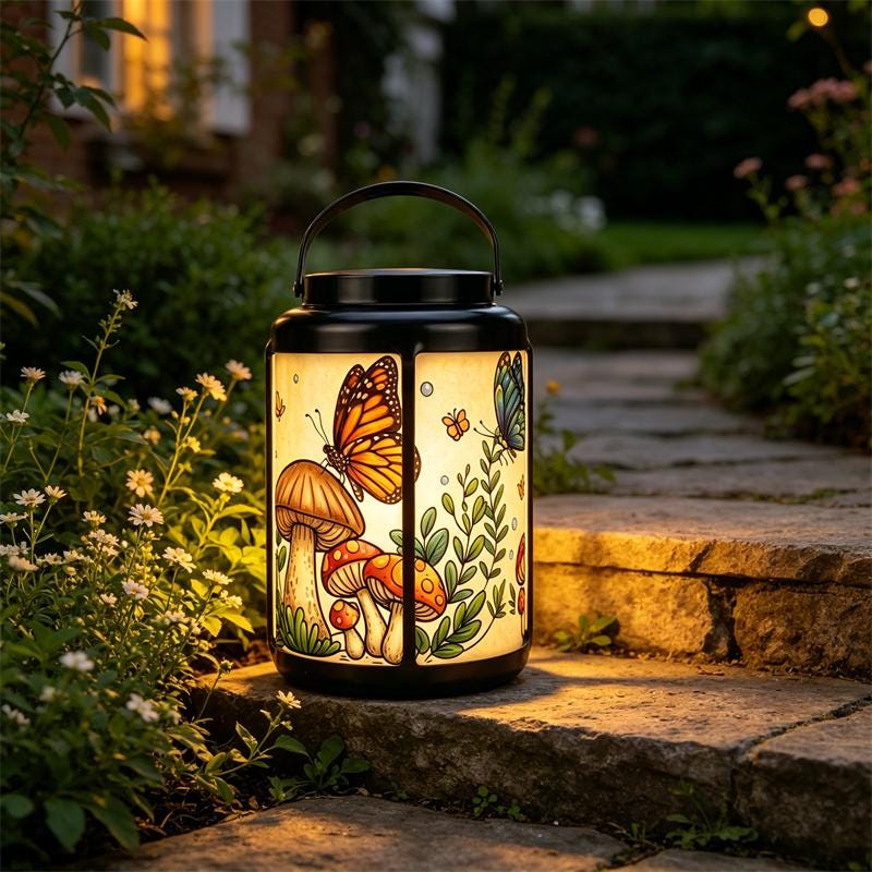 Butterfly Mushroom Solar Lantern