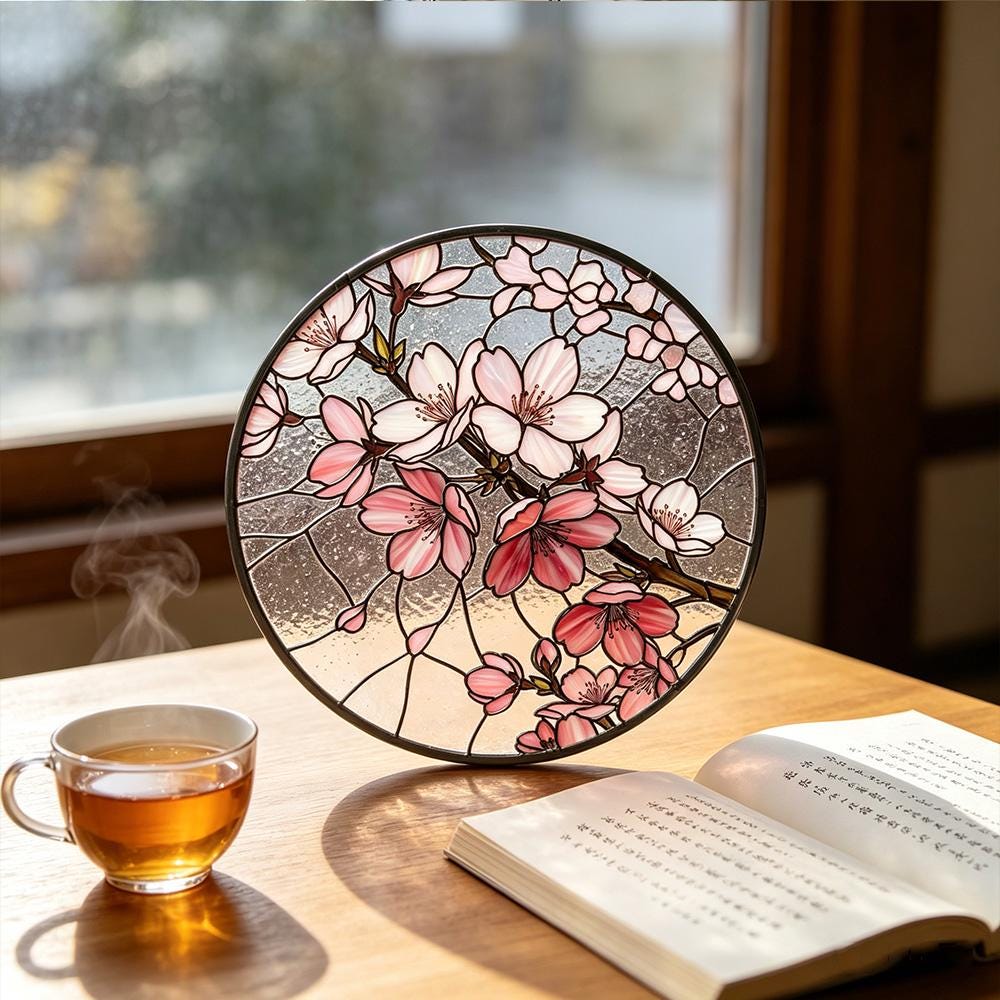 Cherry Blossom Glass Suncatcher